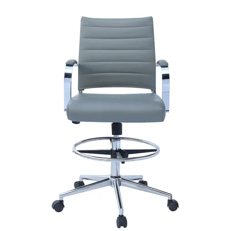 Sedia girevole da bancone altezza media con sedile in pelle PU