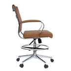 Sedia girevole da bancone altezza media con sedile in pelle PU