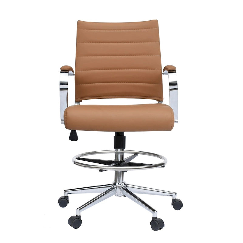 Sedia girevole da bancone altezza media con sedile in pelle PU