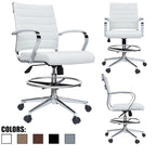 Sedia girevole da bancone altezza media con sedile in pelle PU