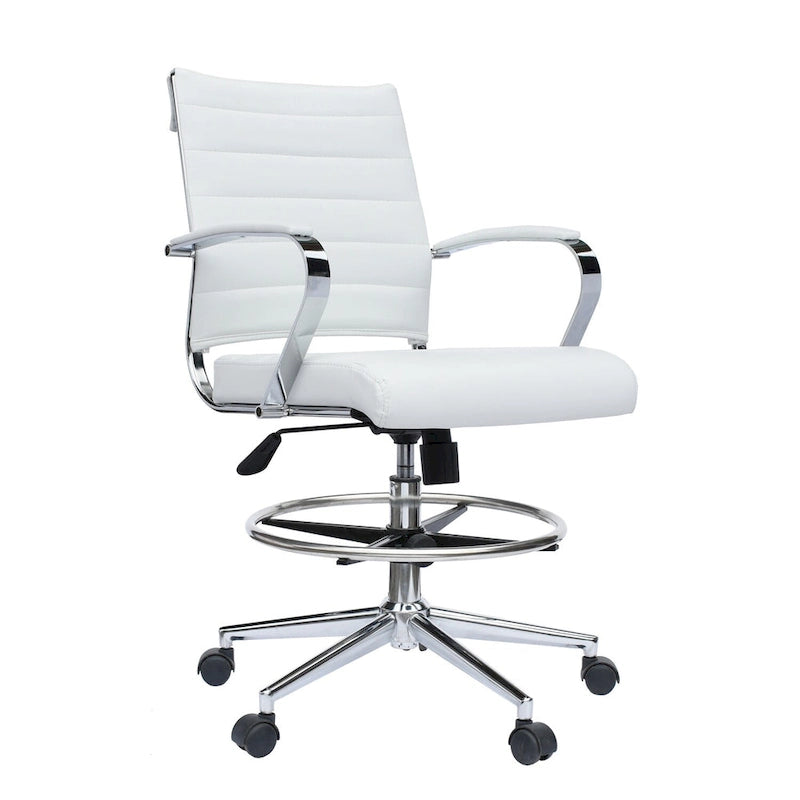 Sedia girevole da bancone altezza media con sedile in pelle PU