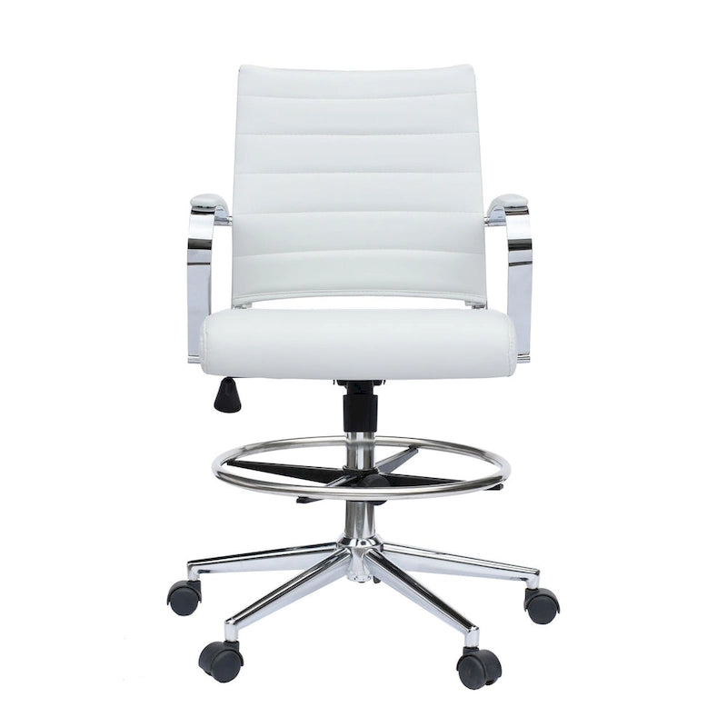 Sedia girevole da bancone altezza media con sedile in pelle PU
