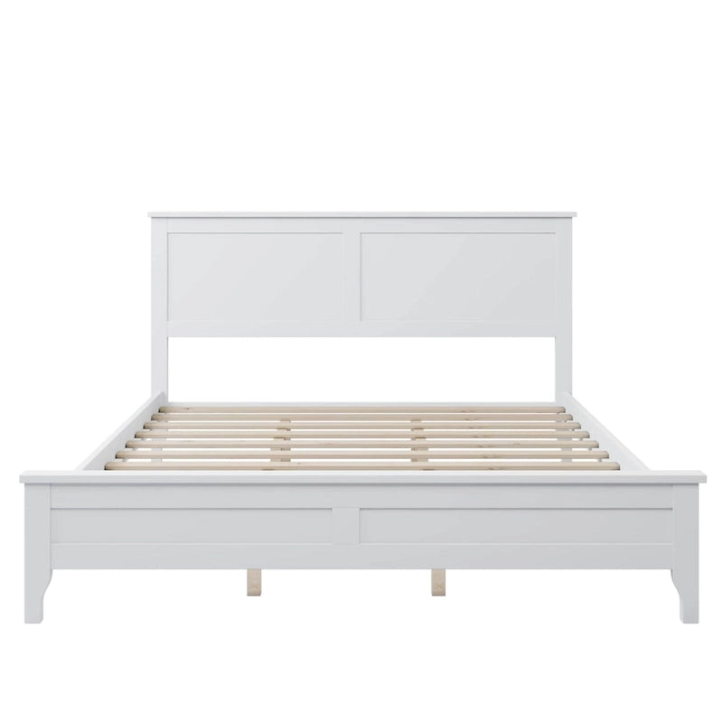Letto a piattaforma in legno massello con testiera