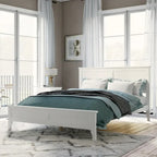 Letto a piattaforma in legno massello con testiera
