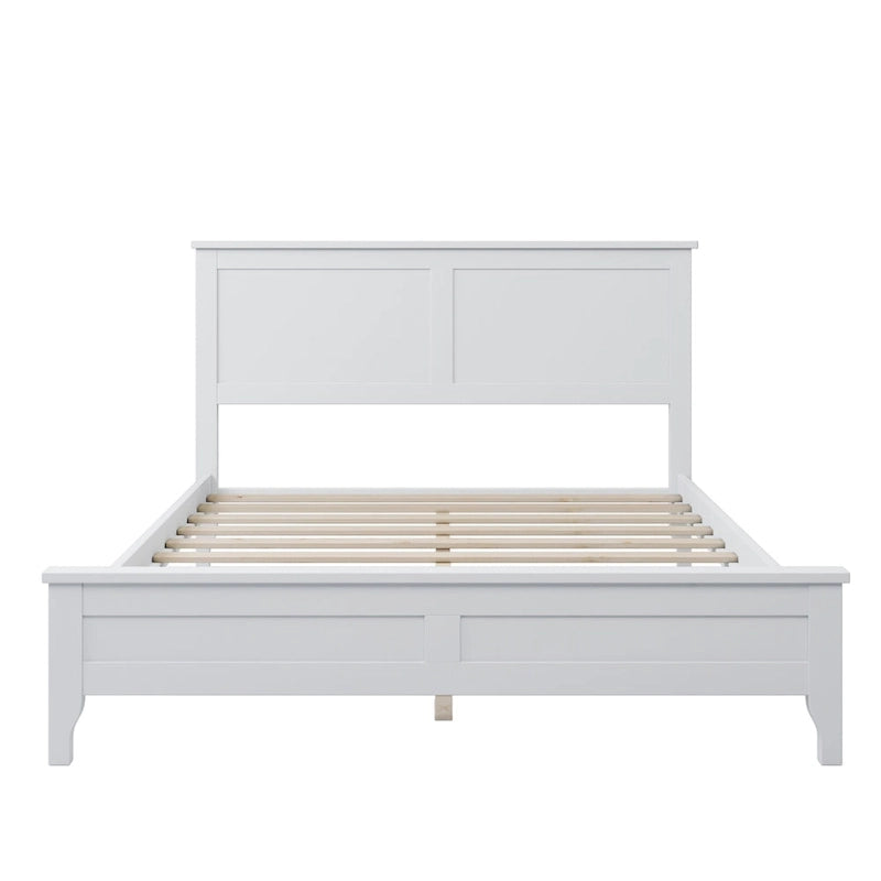 Letto a piattaforma in legno massello con testiera