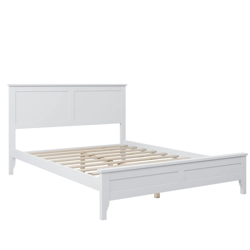 Letto a piattaforma in legno massello con testiera