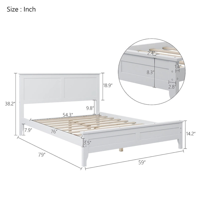 Letto a piattaforma in legno massello con testiera