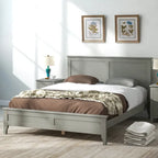 Letto a piattaforma in legno massello con testiera