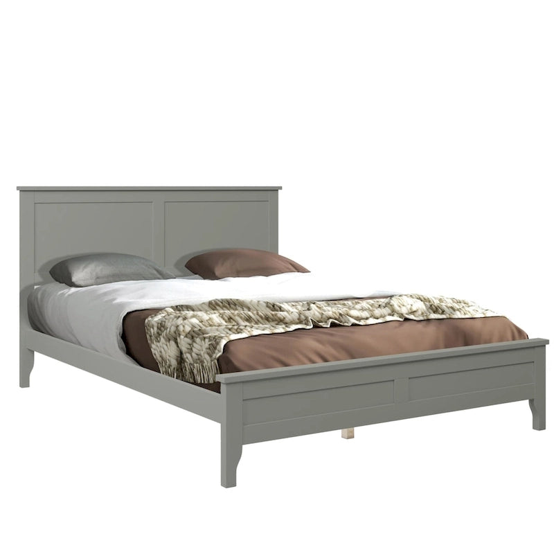 Letto a piattaforma in legno massello con testiera