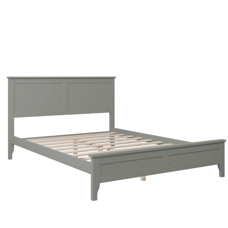 Letto a piattaforma in legno massello con testiera
