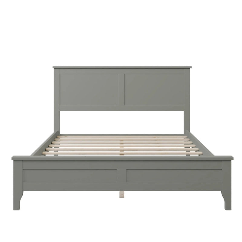 Letto a piattaforma in legno massello con testiera