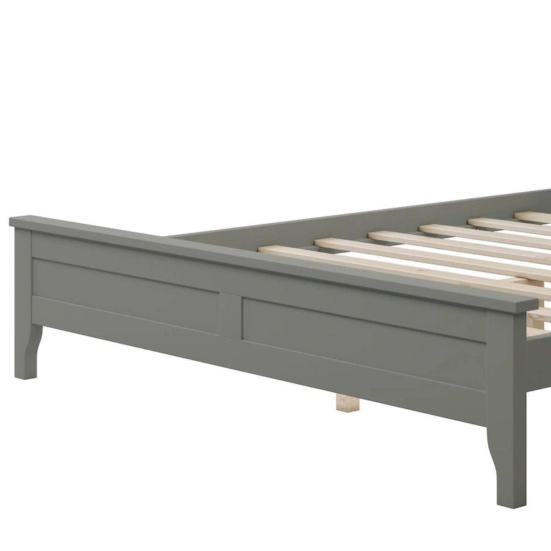 Letto a piattaforma in legno massello con testiera