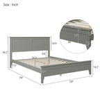 Letto a piattaforma in legno massello con testiera