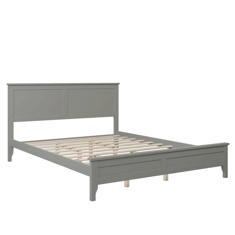 Letto a piattaforma in legno massello con testiera