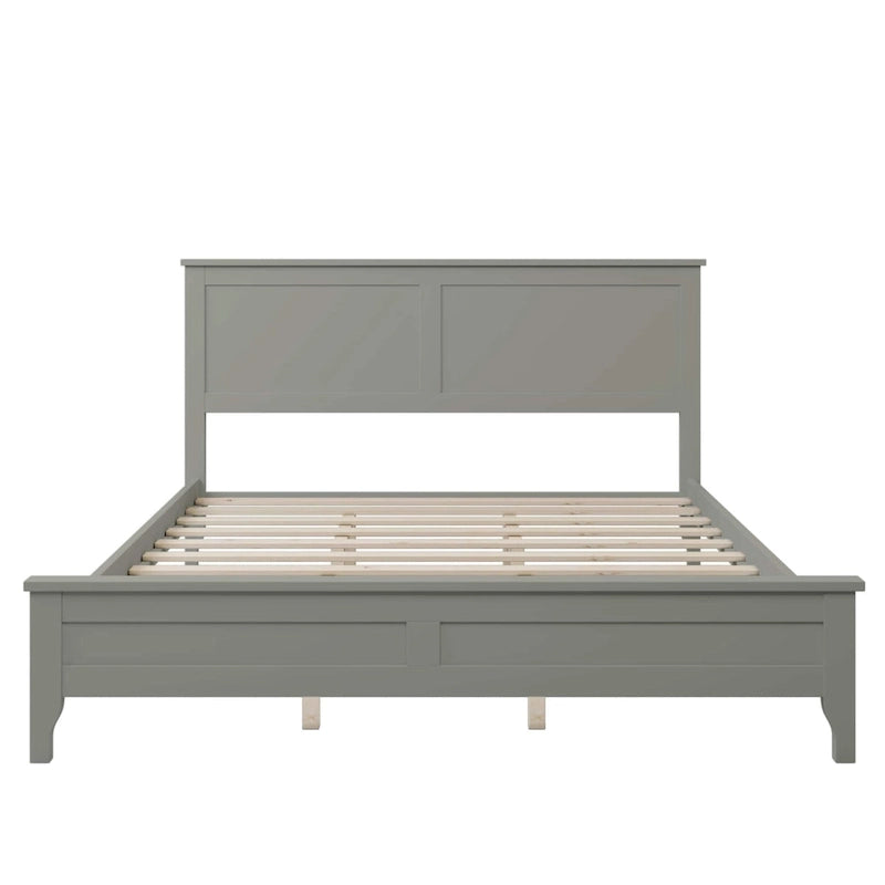 Letto a piattaforma in legno massello con testiera