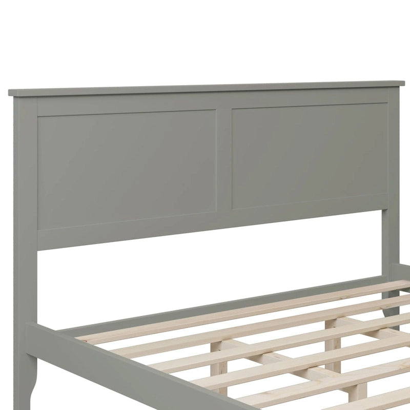 Letto a piattaforma in legno massello con testiera