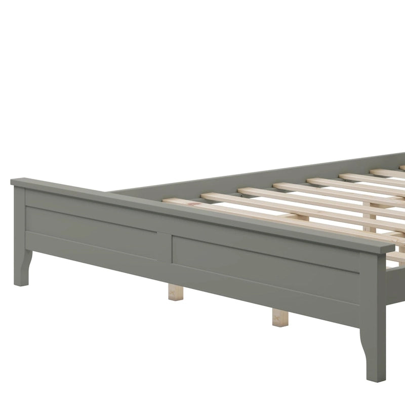 Letto a piattaforma in legno massello con testiera