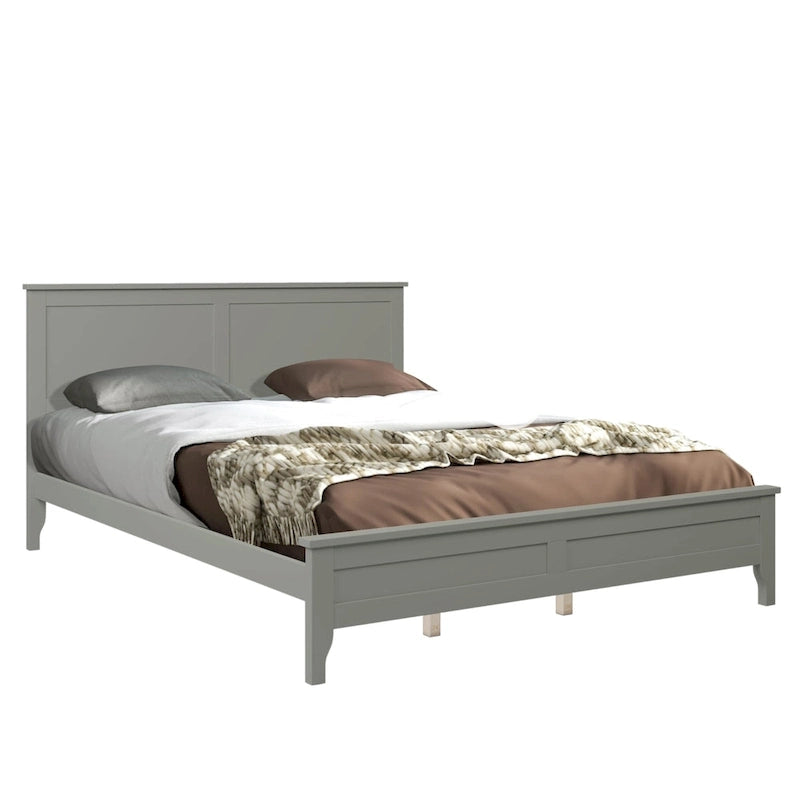 Letto a piattaforma in legno massello con testiera