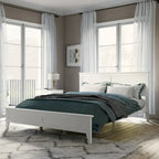 Letto matrimoniale "Queen Size" in legno massello con testiera, colore bianco