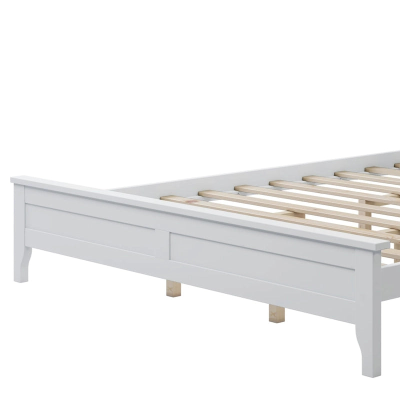 Letto matrimoniale "Queen Size" in legno massello con testiera, colore bianco