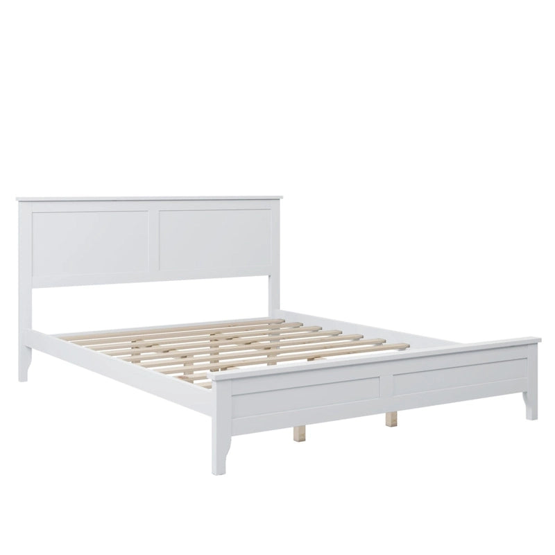 Letto matrimoniale "Queen Size" in legno massello con testiera, colore bianco