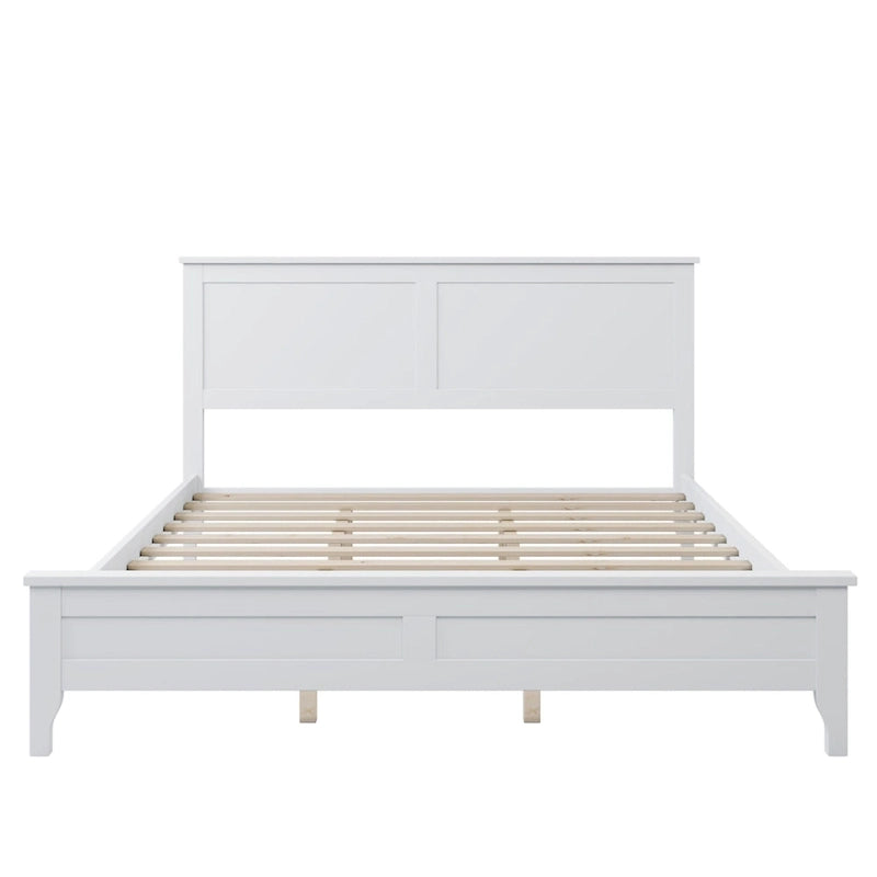 Letto matrimoniale "Queen Size" in legno massello con testiera, colore bianco