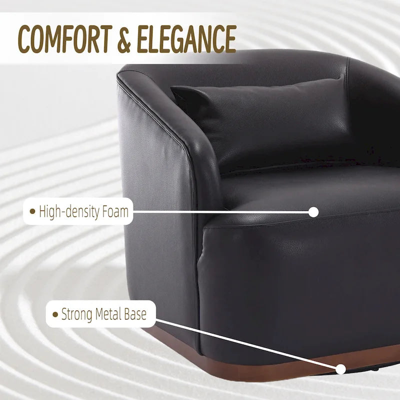 Poltrona a botte girevole a 360° rivestita con base in metallo