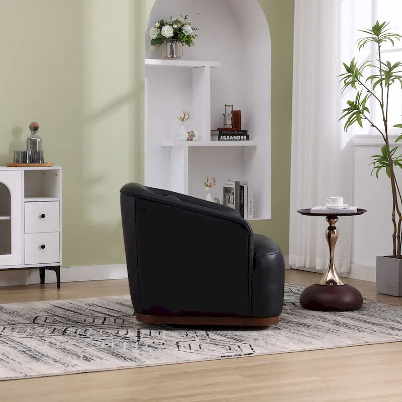 Poltrona a botte girevole a 360° rivestita con base in metallo