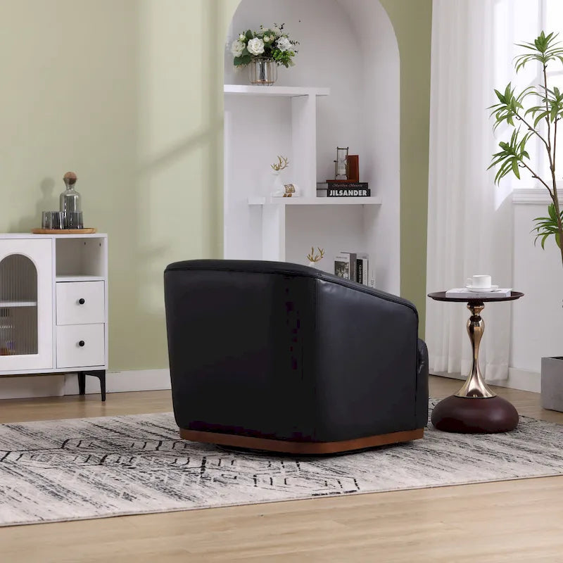 Poltrona a botte girevole a 360° rivestita con base in metallo