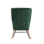 Sedia a dondolo Mid-Century con rivestimento in velluto e gambe in legno