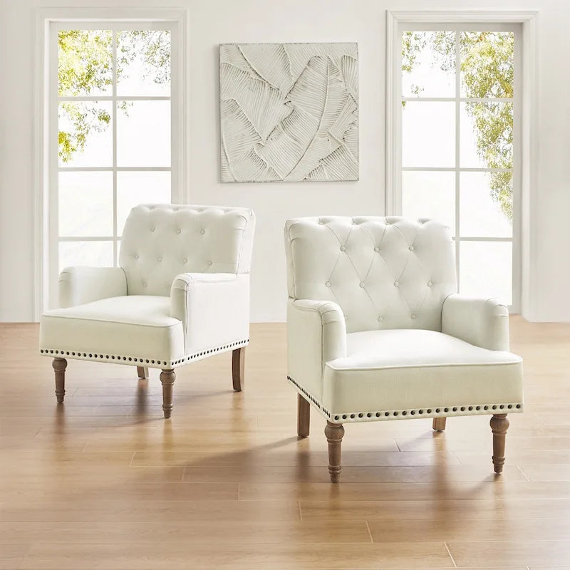 Sedia d'accento capitonné con borchie decorative, set da 2