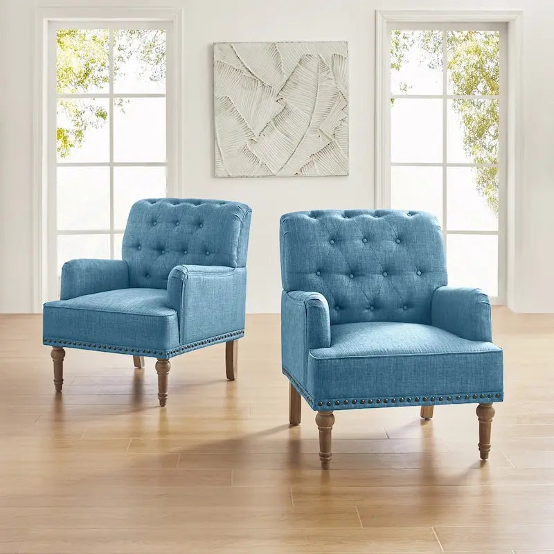 Sedia d'accento capitonné con borchie decorative, set da 2
