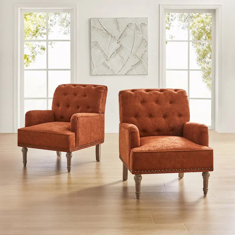 Sedia d'accento capitonné con borchie decorative, set da 2