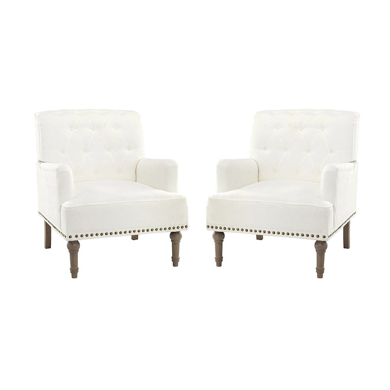 Sedia d'accento capitonné con borchie decorative, set da 2