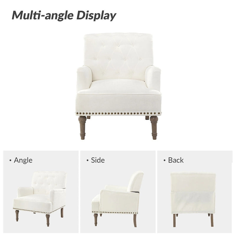 Sedia d'accento capitonné con borchie decorative, set da 2