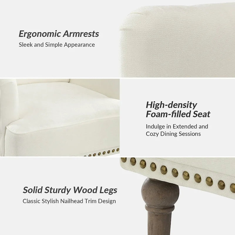 Sedia d'accento capitonné con borchie decorative, set da 2