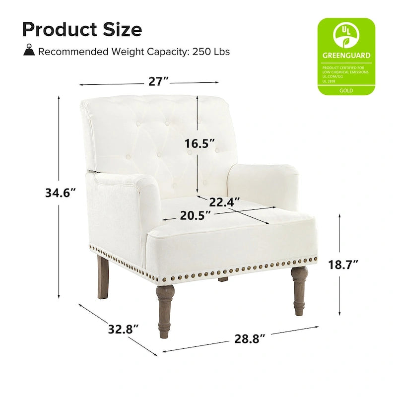 Sedia d'accento capitonné con borchie decorative, set da 2