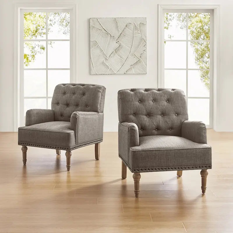 Sedia d'accento capitonné con borchie decorative, set da 2