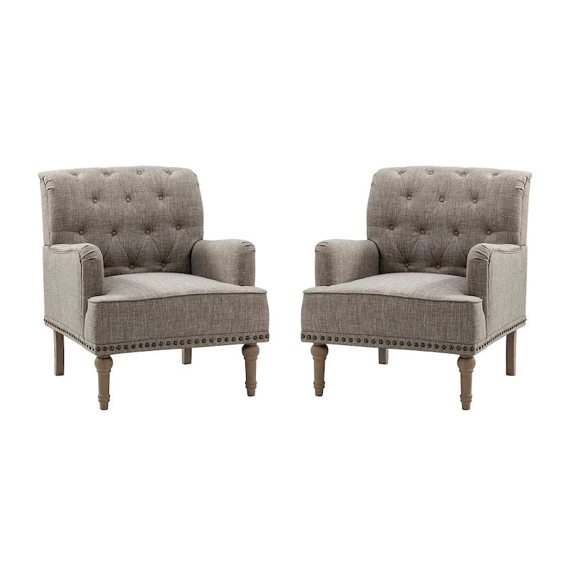 Sedia d'accento capitonné con borchie decorative, set da 2