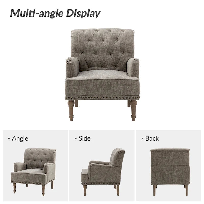 Sedia d'accento capitonné con borchie decorative, set da 2