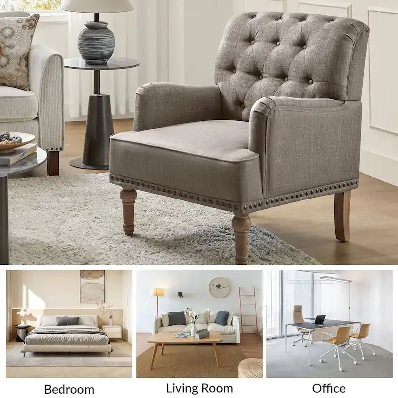 Sedia d'accento capitonné con borchie decorative, set da 2