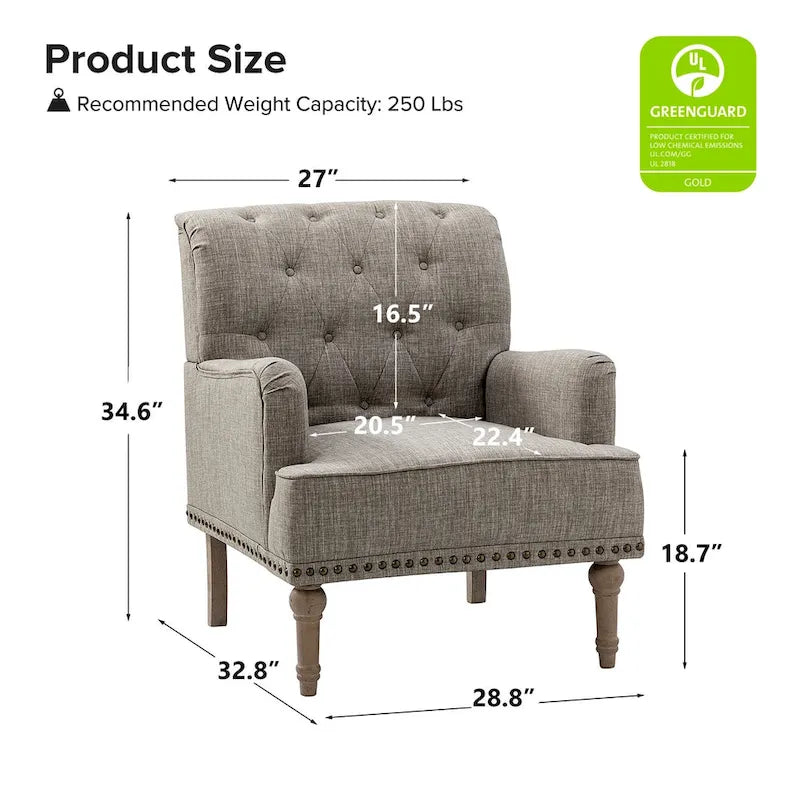 Sedia d'accento capitonné con borchie decorative, set da 2