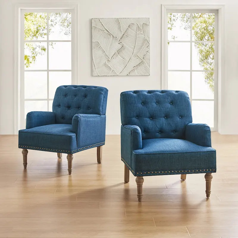 Sedia d'accento capitonné con borchie decorative, set da 2