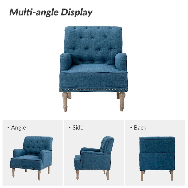 Sedia d'accento capitonné con borchie decorative, set da 2