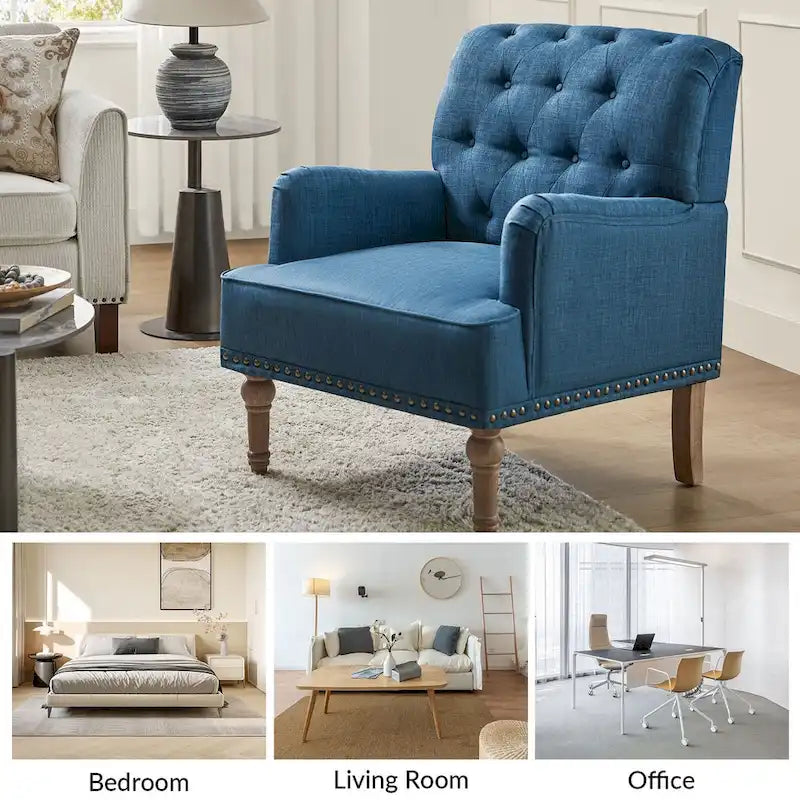 Sedia d'accento capitonné con borchie decorative, set da 2