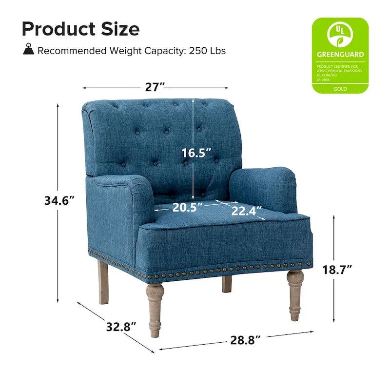 Sedia d'accento capitonné con borchie decorative, set da 2