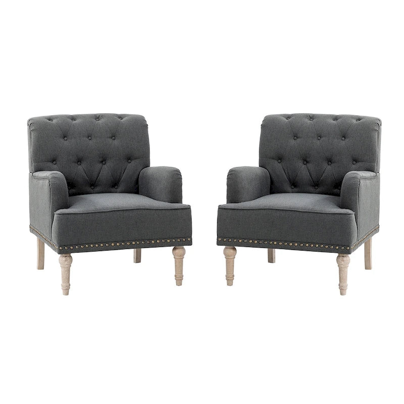 Sedia d'accento capitonné con borchie decorative, set da 2