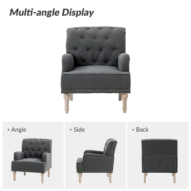 Sedia d'accento capitonné con borchie decorative, set da 2