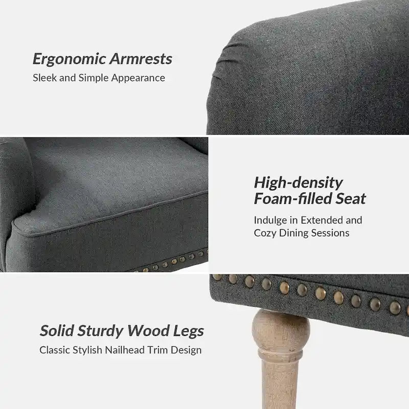 Sedia d'accento capitonné con borchie decorative, set da 2