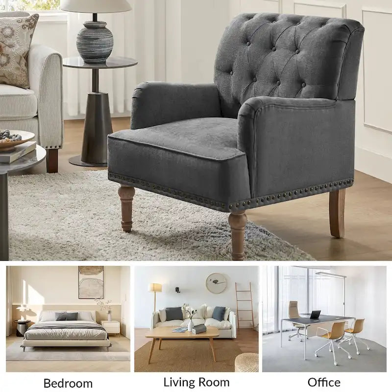 Sedia d'accento capitonné con borchie decorative, set da 2
